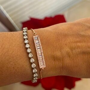 New Rise Gold plated Designer look Bracelet Adjustable with clear cz stones